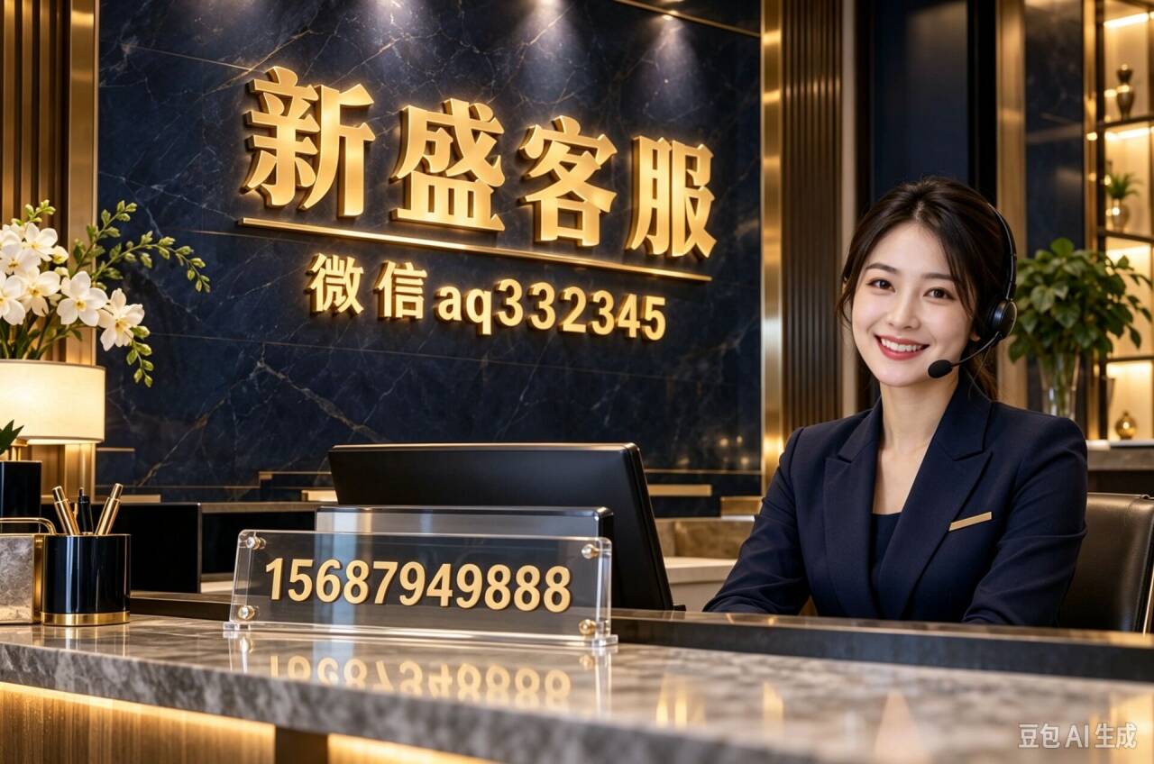 新盛客服接待场景，墙面微信3469661，电话13208799998